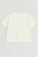 Cream Bow Print Oversize T Shirts White Nawao.com