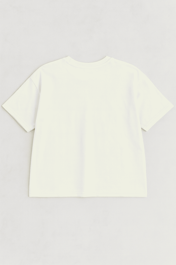 Cream Bow Print Oversize T Shirts White Nawao.com