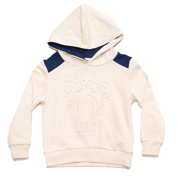 Cream Cut And Sew Hooded Embossed Sweatshirts Nawao.com