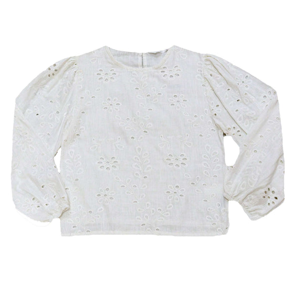 Cream Embroidered Longsleeve Cream Nawao.com