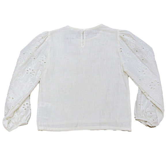 Cream Embroidered Longsleeve Cream Nawao.com