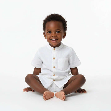 Cream Henley Linen Short Slv  Shirt Cream Nawao.com