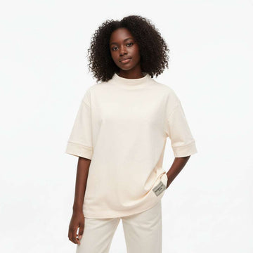 Cream Highneck Oversize T Shirts Nawao.com