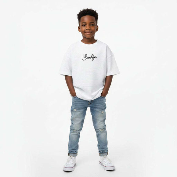 Cream  Jaquard Oversized T Shirt Assorted Nawao.com