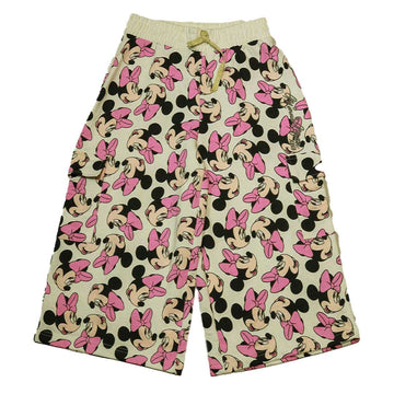 Cream Mickey Mouse Aop Wideleg Pants With Cargo Pocket Nawao.com