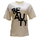 Cream Oversized Embellished T Shirt Nawao.com