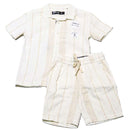 Cream Oversized Shirt With Shorts Set Nawao.com