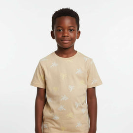Cream Palm Aop Short Sleeve T Shirt Cream Nawao.com