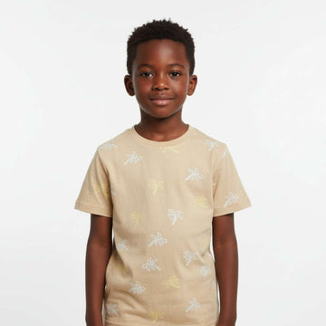Cream Palm Aop Short Sleeve T Shirt Cream Nawao.com