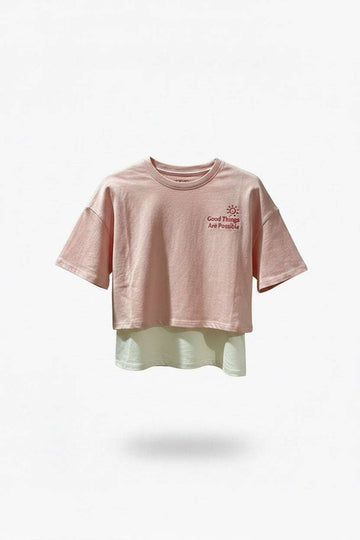 Cream Pink Twofer Top Assorted Nawao.com