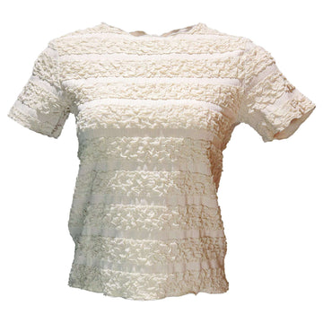 Cream Printed Rib T Shirt Nawao.com