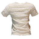 Cream Printed Rib T Shirt Nawao.com