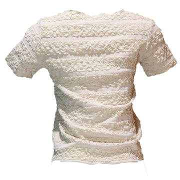 Cream Printed Rib T Shirt Nawao.com