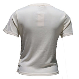 Cream Ruched T-Shirt Nawao.com