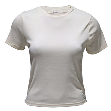 Cream Ruched T-Shirt Nawao.com