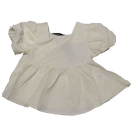 Cream Textured Woven Dress With Bow Nawao.com