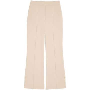 Cream Wide Leg Trousers With Button Detail Nawao.com