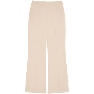 Cream Wide Leg Trousers With Button Detail Nawao.com