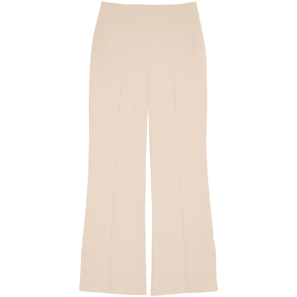 Cream Wide Leg Trousers With Button Detail Nawao.com