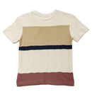 Cream Y D Striped Short Sleeve Jacquard T Shirt Cream Nawao.com