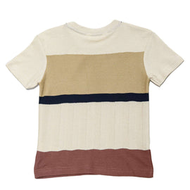 Cream Y D Striped Short Sleeve Jacquard T Shirt Cream Nawao.com