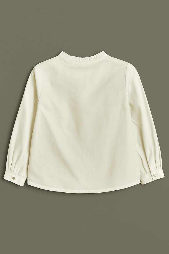 Cream Yoke Embroidered Blouse Cream Nawao.com