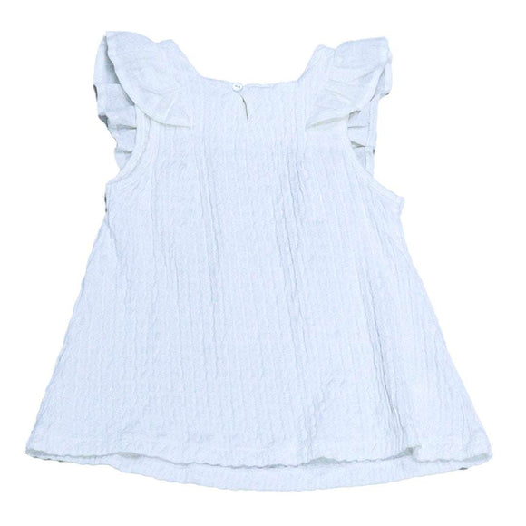 Crinckled Fabric Top With Frills White Nawao.com