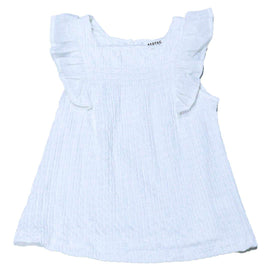 Crinckled Fabric Top With Frills White Nawao.com