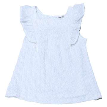 Crinckled Fabric Top With Frills White Nawao.com