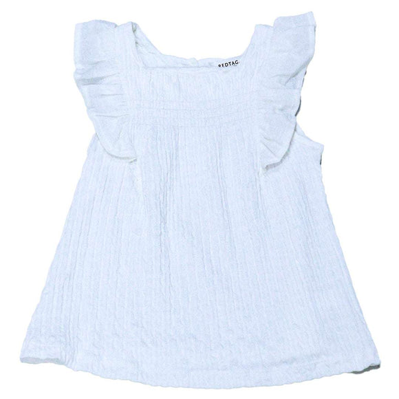 Crinckled Fabric Top With Frills White Nawao.com