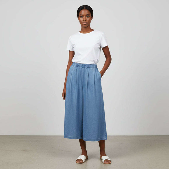 Cullote Wide Leg Pants Blue Nawao.com
