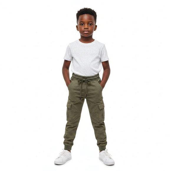 Dark Green Rib Waistband Knee Panel Jogger Dark Green Nawao.com