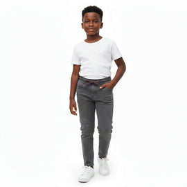 Dark Grey Elasticated Waist Jean Dark Grey Nawao.com