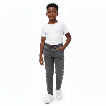 Dark Grey Elasticated Waist Jean Dark Grey Nawao.com