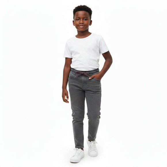 Dark Grey Elasticated Waist Jean Dark Grey Nawao.com