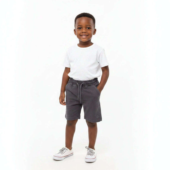 Dark Grey Knitted Denim Pullon Shorts Dark Grey Nawao.com