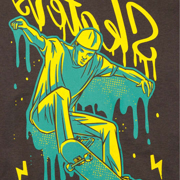 Dark Grey Skaters Short Sleeve Graphic Tee Dark Nawao.com