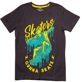 Dark Grey Skaters Short Sleeve Graphic Tee Dark Nawao.com