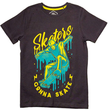Dark Grey Skaters Short Sleeve Graphic Tee Dark Nawao.com