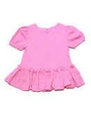 Dark Pink Textured Woven Peplum Blouse Nawao.com