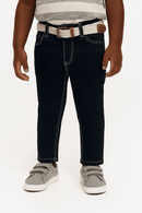 Dark Wash Belted 5 Pocket Jeans Darkwash Nawao.com