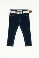 Dark Wash Belted 5 Pocket Jeans Darkwash Nawao.com