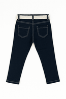 Dark Wash Belted 5 Pocket Jeans Darkwash Nawao.com