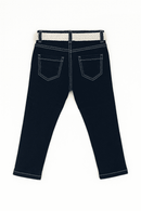 Dark Wash Belted 5 Pocket Jeans Darkwash Nawao.com