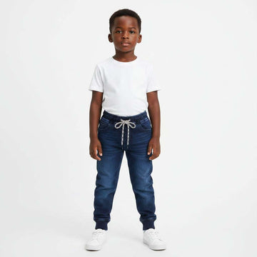 Dark Wash Knit Denim Jogger Darkwash Nawao.com