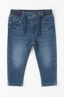 Dark Wash Knitted 5 Pocket  Pullon Jeans. Nawao.com