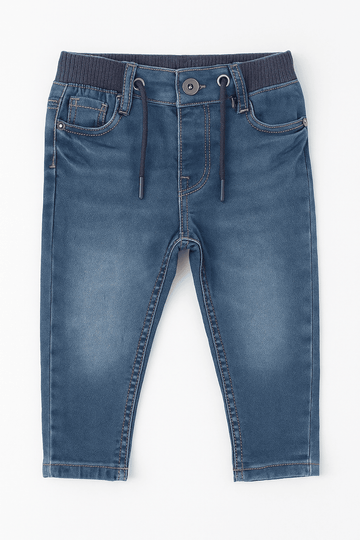 Dark Wash Knitted 5 Pocket  Pullon Jeans. Nawao.com