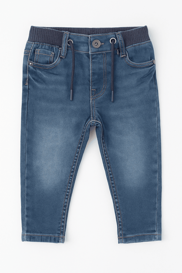 Dark Wash Knitted 5 Pocket  Pullon Jeans. Nawao.com