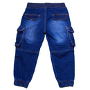 Dark Wash Rib Waistband Cargo Pocket Jogger Nawao.com