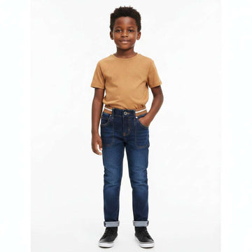 Dark Wash Rib Waistband Knitted Jeans Darkwash Nawao.com